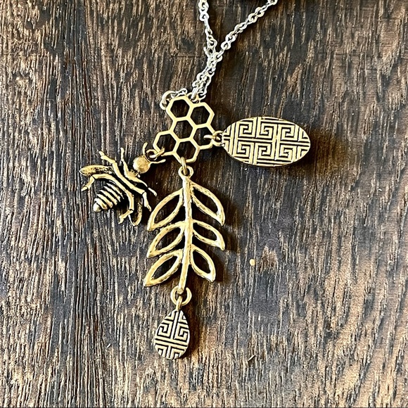 πππSOLDπππLUCKY BRAND Semi precious mixed metals beehive + stone long lay - Picture 11 of 11